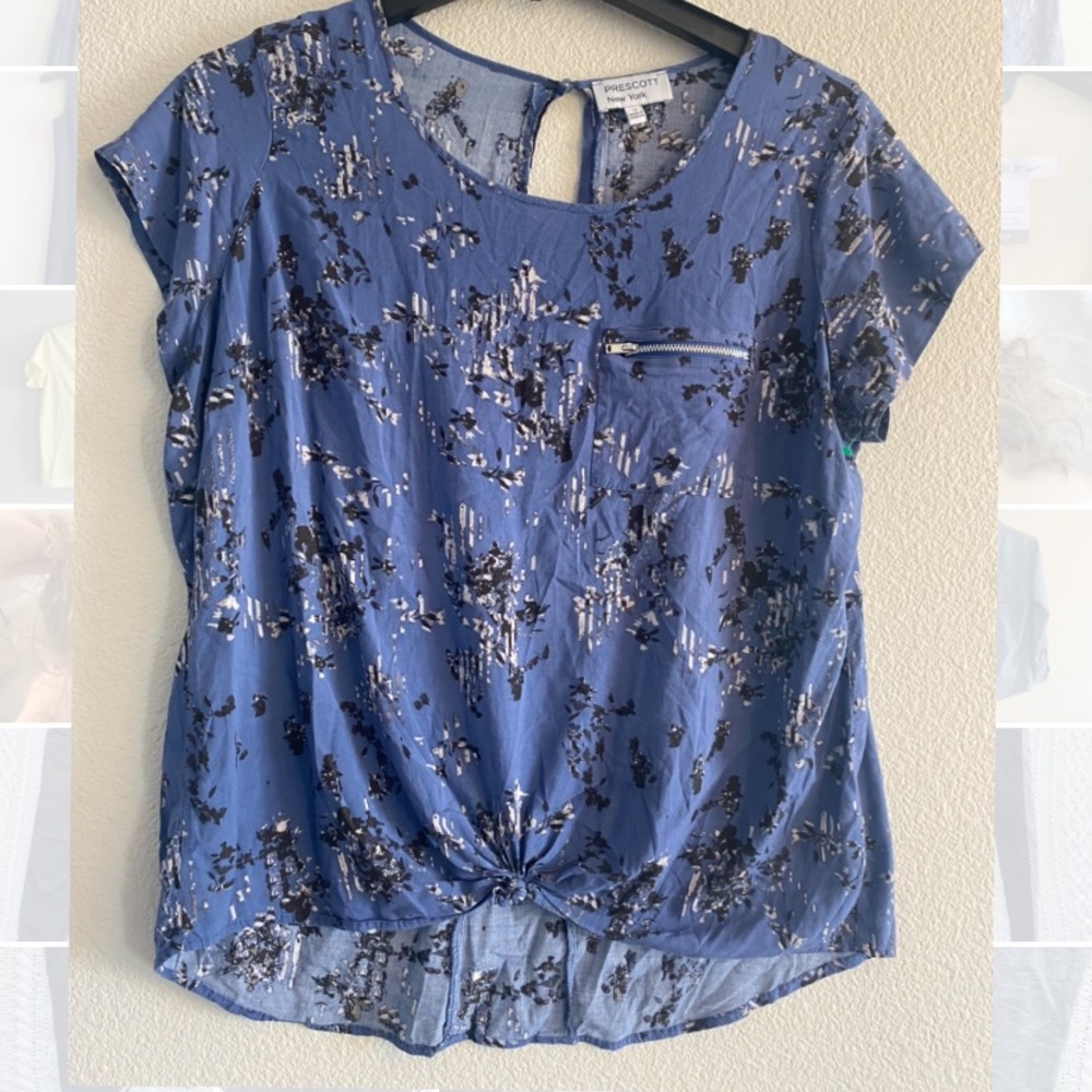Prescott New York blue floral blouse 1X